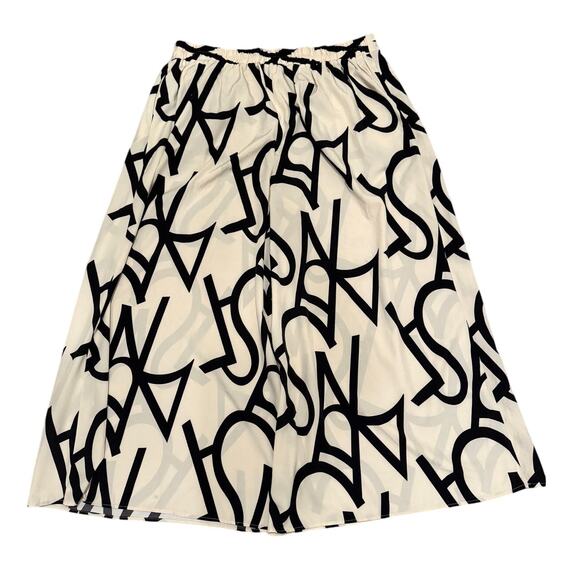 Luukse Abstract Print Wide Leg Culottes Pants 4XL Black Cream Flowy Artsy Bold - Picture 2 of 6